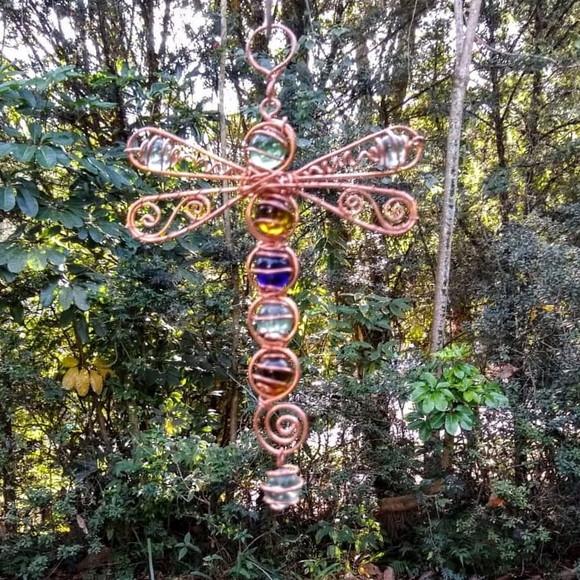 Suncatcher Libélula Colorida em cobre