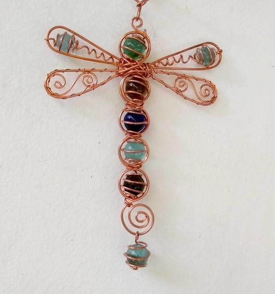 Suncatcher Libélula Colorida em cobre
