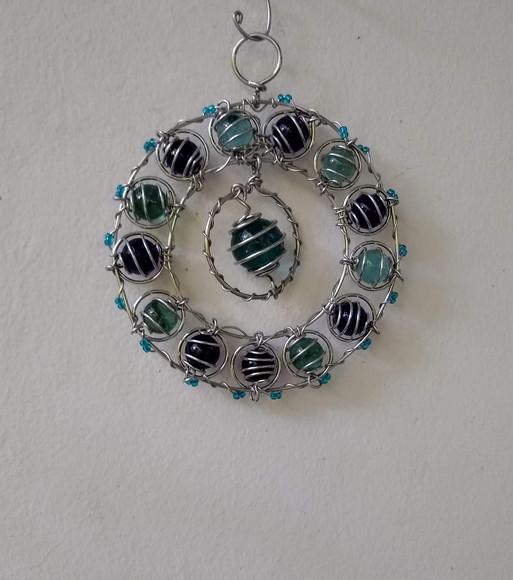 Suncatcher Mandala Circle em tons de azul