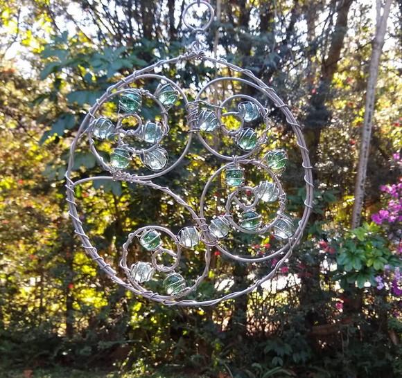 Suncatcher Mandala grande azul e verde