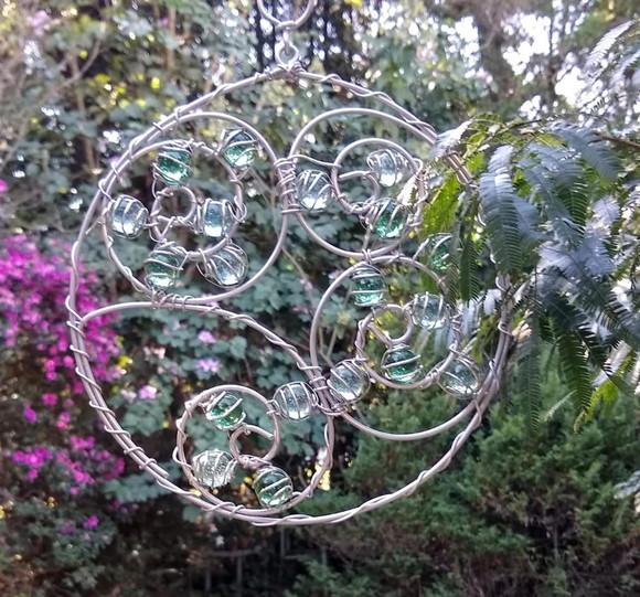 Suncatcher Mandala grande azul e verde