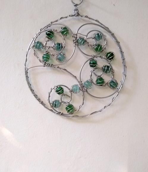 Suncatcher Mandala grande azul e verde