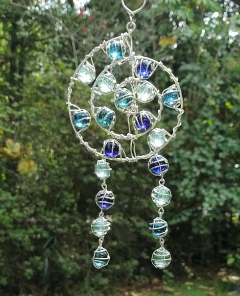 Suncatcher Mandala Mix Filtro dos Sonhos azul pequeno