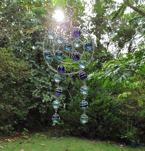Suncatcher Mandala Mix Filtro dos Sonhos azul pequeno