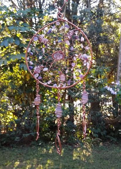 Suncatcher Mandala Mix Filtro dos Sonhos Trançada em cobre