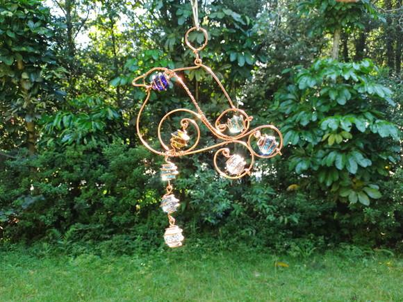 Suncatcher Pássaro de Fogo com fios de cobre