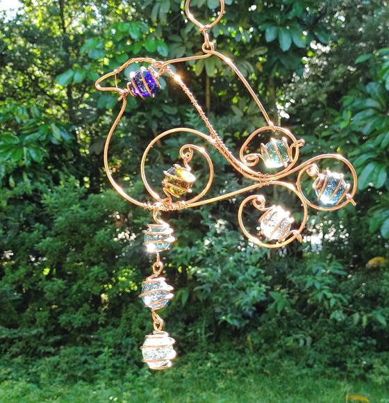 Suncatcher Pássaro de Fogo com fios de cobre