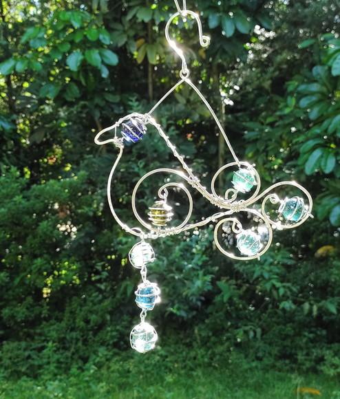 Suncatcher Pássaro de Fogo com fios de alumínio