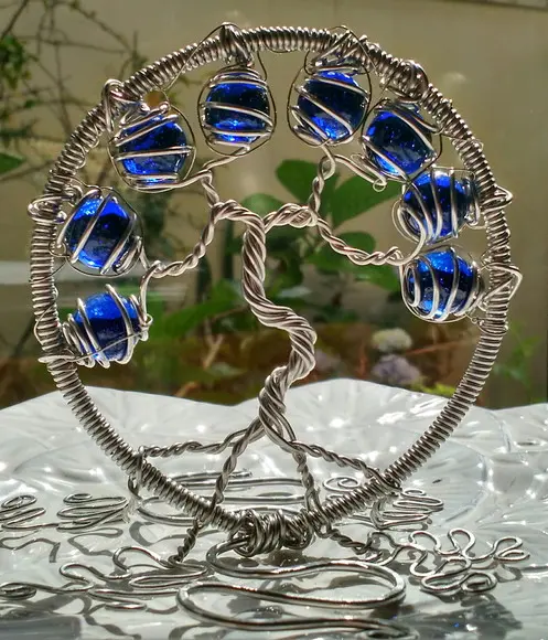 Árvore da Vida de mesa em tons de azul