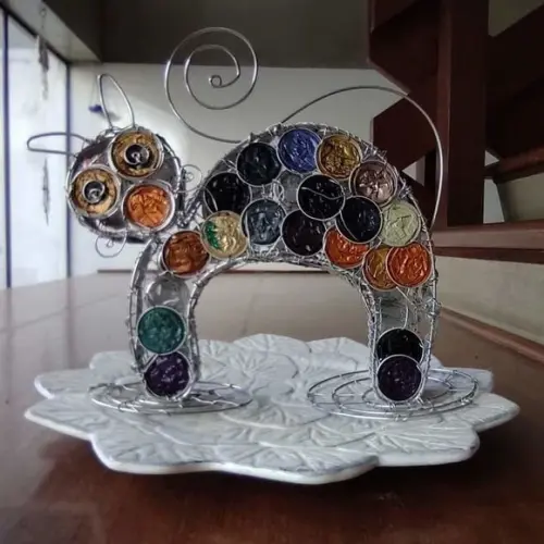 Luminária Gato Miau Upcycling