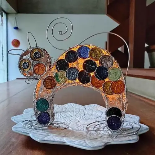 Luminária Gato Miau Upcycling