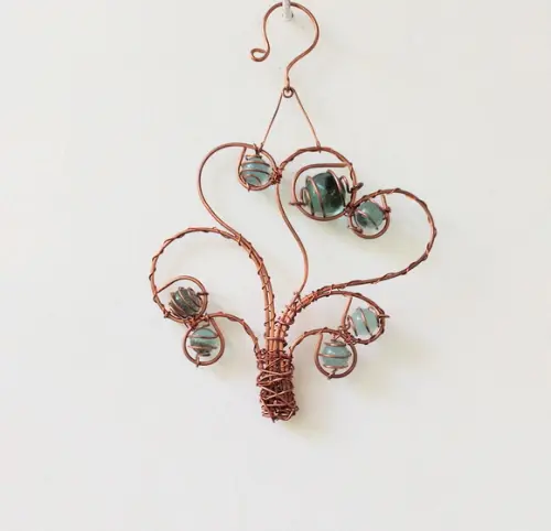 Suncatcher Árvore da Vida Desconstruída em Cobre e Azul