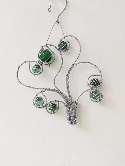 Suncatcher Árvore da Vida Desconstruída em Tons de Verde