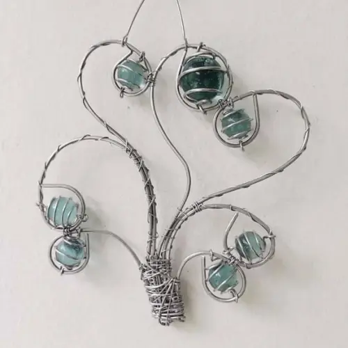 Suncatcher Árvore da Vida Desconstruída em Tons de Azul