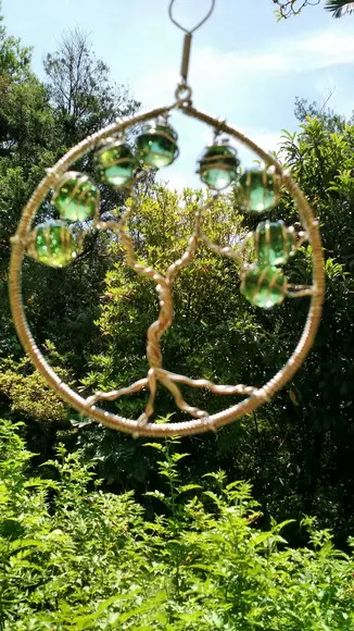 Suncatcher Árvore da Vida em tons de verde