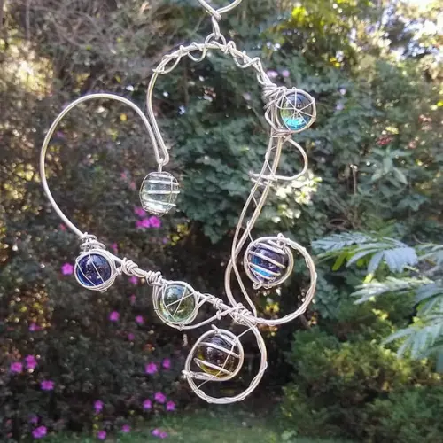 Suncatcher Coração Gauche Enrolado em tons de azul