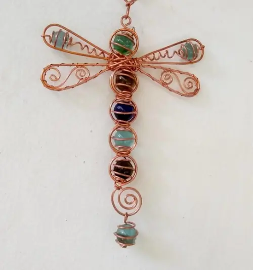 Suncatcher Libélula Colorida em cobre