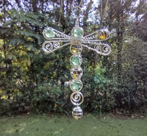 Suncatcher Libélula verde e âmbar