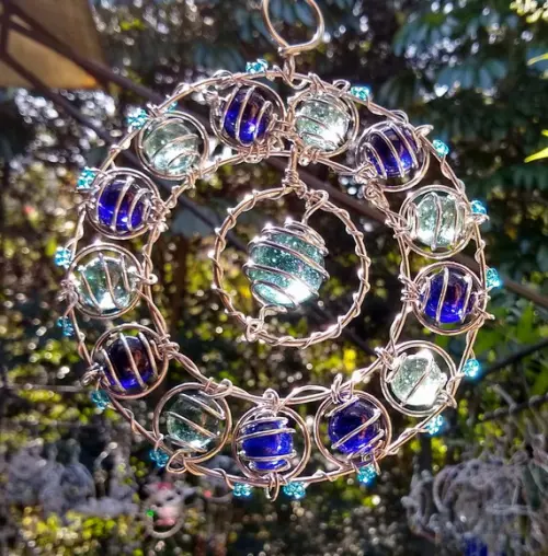 Suncatcher Mandala Circle em tons de azul