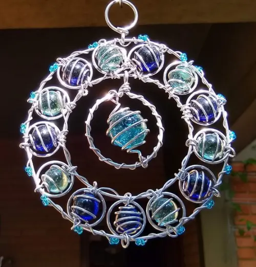 Suncatcher Mandala Circle em tons de azul