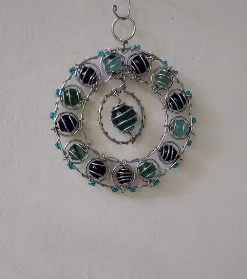 Suncatcher Mandala Circle em tons de azul