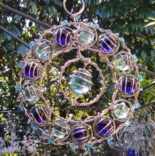 Suncatcher Mandala Circle em tons de azul