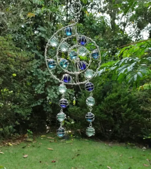 Suncatcher Mandala Mix Filtro dos Sonhos azul pequeno