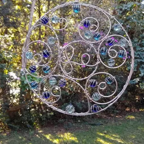 Suncatcher Mandala Fé em tons de azul