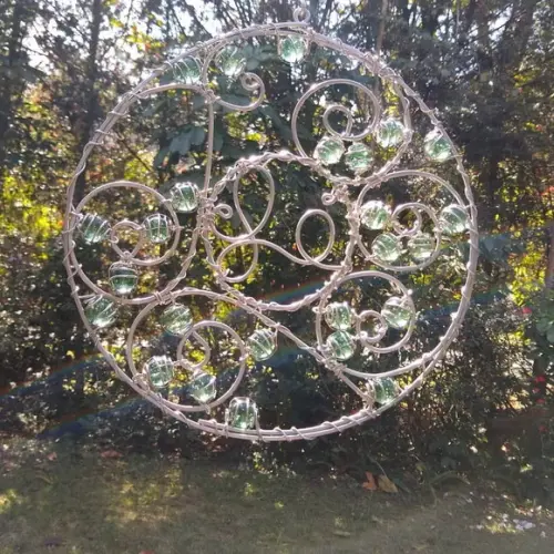 Suncatcher Mandala Fé em tons de verde