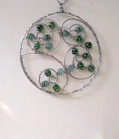 Suncatcher Mandala grande azul e verde
