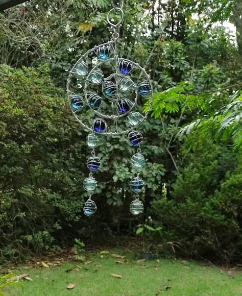 Suncatcher Mandala Mix Filtro dos Sonhos azul pequeno