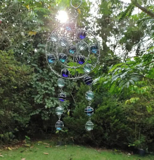 Suncatcher Mandala Mix Filtro dos Sonhos azul pequeno