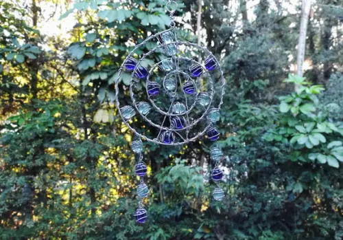 Suncatcher Mandala Mix Filtro dos Sonhos tons de azul
