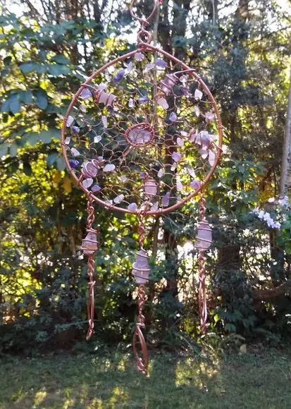Suncatcher Mandala Mix Filtro dos Sonhos Trançada em cobre