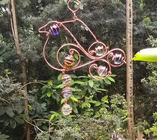 Suncatcher Pássaro de Fogo com fios de cobre