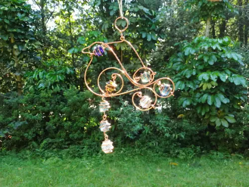 Suncatcher Pássaro de Fogo com fios de cobre