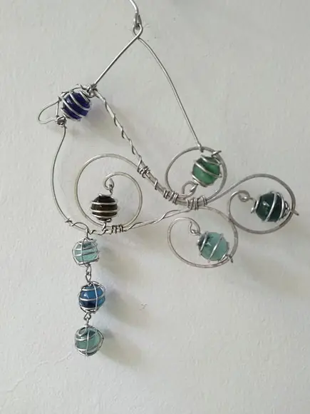 Suncatcher Pássaro de Fogo com fios de alumínio