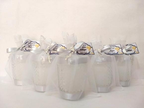 Vela perfumada Lembrancinha Batizado Bico de Jaca
