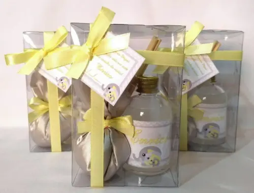 Kit Aromatizador + Sache Lembrancinha Nascimento Elefantinho