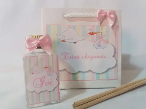 Lembrancinha chá de bebê Aromatizador 30 ml mais sacolinha