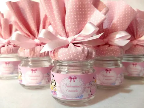 Potinho de Guloseimas Lembrancinha de Aniversário Minie Rosa