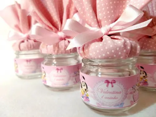 Potinho de Guloseimas Lembrancinha de Aniversário Minie Rosa