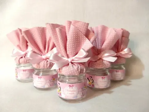 Potinho de Guloseimas Lembrancinha de Aniversário Minie Rosa