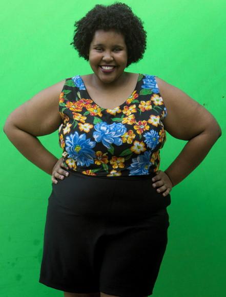Top cropped de Chita laço nas costas (até t.60)