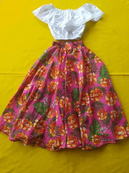 Saia Carimbo Infantil + Top Ciganinha ate 12 Anos