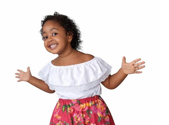 Top Ciganinha Infantil Branco com Renda 100% Algodão