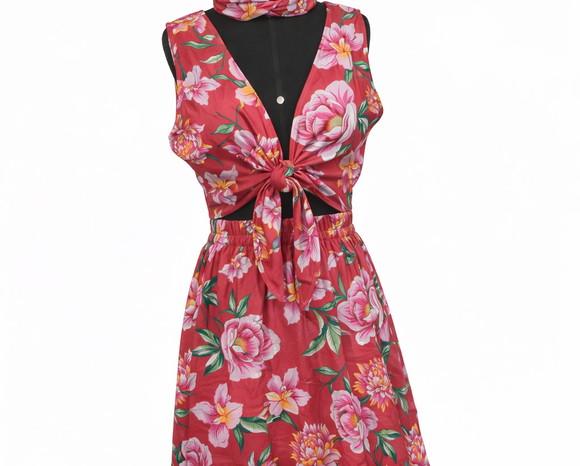 Saia Meio Gode Longa + Top de Chita, Floral Carnaval até G3