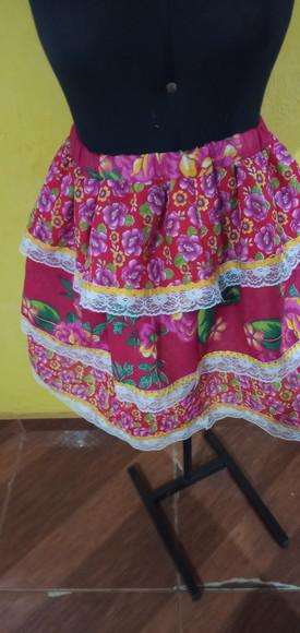 Saia Chita até o T. 60 com Três Camadas Mistura Estampas