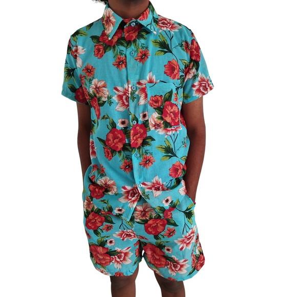 Camisa e Short para Carnaval e Verão Chita Floral- até G3