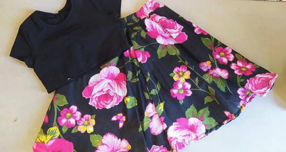 Saia Meio Gode Longa Infantil + Top Cropped Infantil